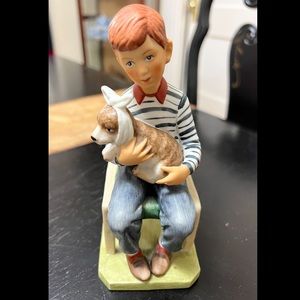 Norman Rockwell Gorham 1981 At The Vets Ceramic Figurine ~ Boy with Puppy